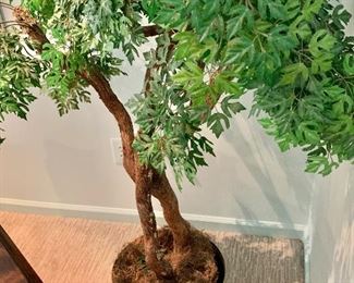 $120 Indoor faux tree or plant in brass planter.  Approx 80" H, 40" W.
