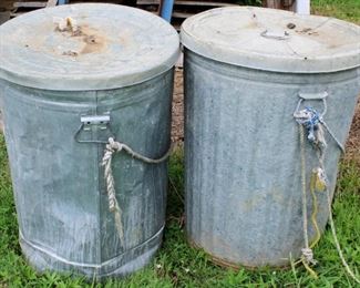 21 - Pair of Metal Trash Cans 28 x 21