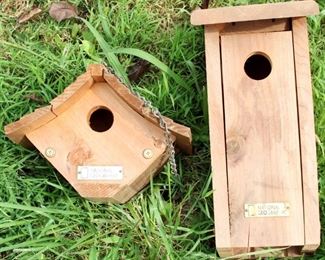 105 - Pair of Wood Bird houses 12 tall 18 tall