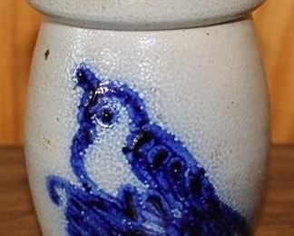 155 - Stoneware Crock with Lid 6" Tall