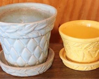 158 - 2 pc. lot McCoy Planters 3" & 4 1/2" tall