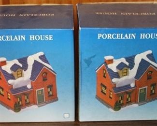 162 - 2 pc. Porcelain Lighted Houses in Box