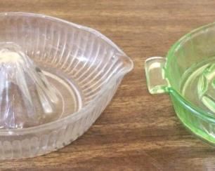 239 - 2 pc. Glass Juicers Green & Clear Glass