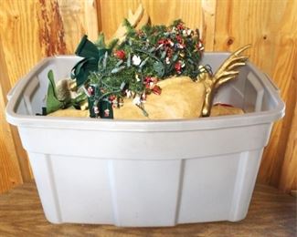 290 - Plastic Tote full of Christmas Items