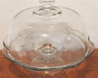 385 - Glass Cake Stand w/ Lid 10" x 11"