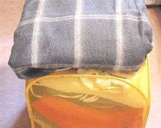 433 - Lot of Assorted Linens w/Laundry Basket