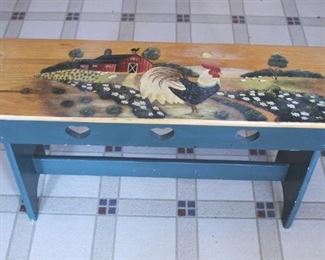 464 - Painted Wood Bench 18 1/2" x 35" x 10"