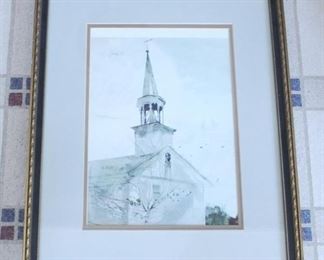 488 - Framed Church Print 21 1/2" x 17 1/2"