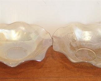 535 - Pair Carnival Glass Bowls 12" Round