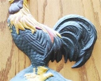 542 - Cast Iron Rooster Door Stop 9 1/2" x 8 1/2"
