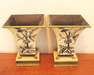 651 - Pair Metal Planters 8" Tall