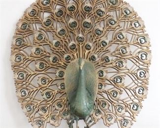 710 - Vintage Peacock Wall Hanging 35" x 31"