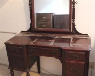 879 - Antique Vanity with Mirror 46" x 19" x 58"