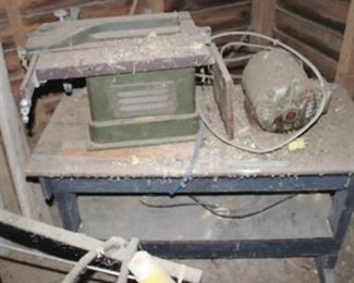 946 - Antique Shop Tools with Table As is Bring help and tools for removal