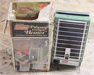 956 - Vintage Coleman Propane Heater with Box Please note that items stored in basement may be moldy
