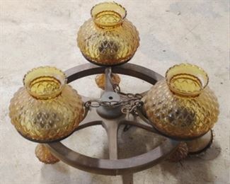 960 - Vintage Amber Glass Light Fixture 20" x 14" Please note that items stored in basement may be moldy