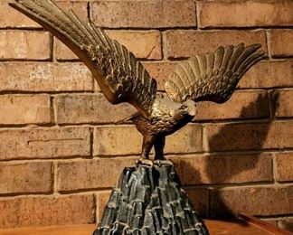 Brass Eagle Sculpture on Cast Iron