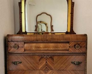 Antique Art Deco Dresser w/ Mirror 