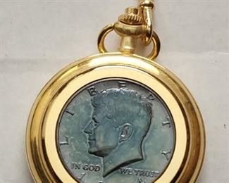 Kennedy Silver Coin Face Pocket Watch 