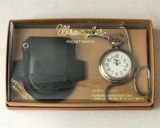 Pocket Watch w/ Chain & Leather Case 