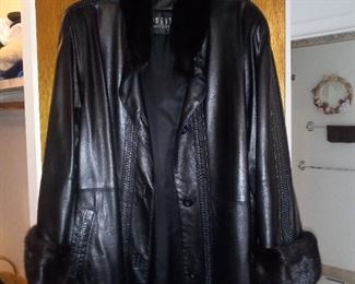 Lowenthal leather ladies coat with fur collar and cuffs