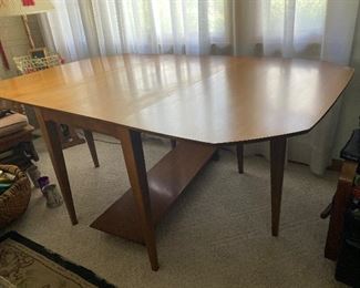 Mid century modern gate leg drop leaf dining table with one leaf