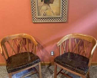 Vintage leather occasional chairs 