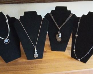 Lot of 4 Necklaces Silver Color Costume