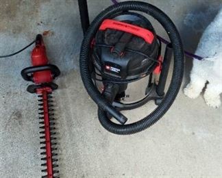 Canister Vacuum and Hedge Trimmer