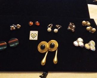 Clip Back Earring Lot Costume Jewelry 8 Pairs 1 Pin