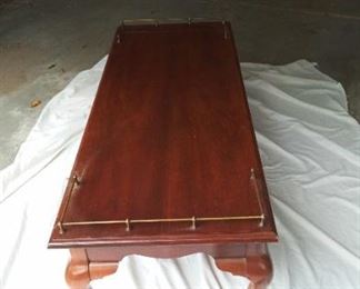 Coffee Table with Brass Trim Some Damage Pictured