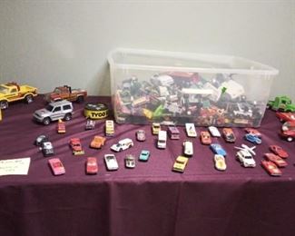 Large Lot of Toy Cars and Trucks Metal