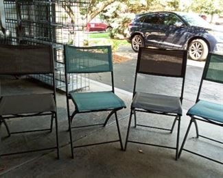 Outdoor Folding Chairs Set of 4 Gray Green