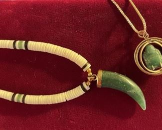 Jade pieces including 14k necklace