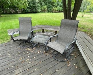 Tropitone rocker chairs and ottoman