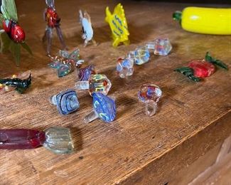 Murano glass animals and dreidels  