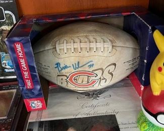 Signed Brian Urlacher Chicago Bears Football. Pokemon bank with coins inside! Buy money!