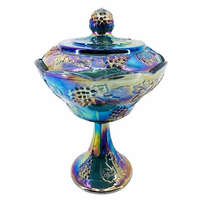Vintage Carnival Glass Footed Compote