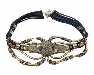 Vintage Taiwanese Brass/Leather Belt