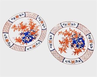2pc Japanese Marked Chinoiserie Style Plates