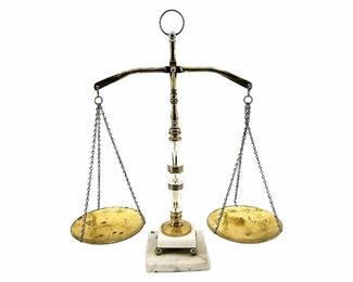 Vintage Brass and Marble Balance Scale