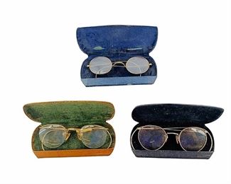 3pc Set Of Deitrich Denu Antique Spectacles