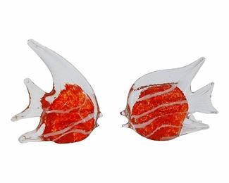 2pc Glass Fish Figurine Paper Weights