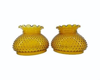 2pc Amber Glass Shade With A Crimp Top