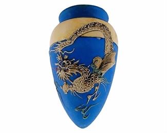 Signed Porcelain Hand Painted Dragon Motif Egg