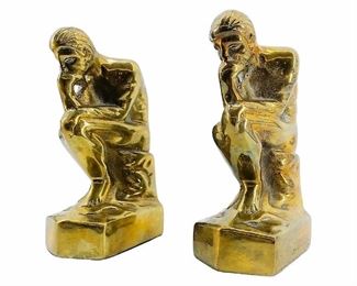 2pc Vintage Brass The Thinker Book Ends
