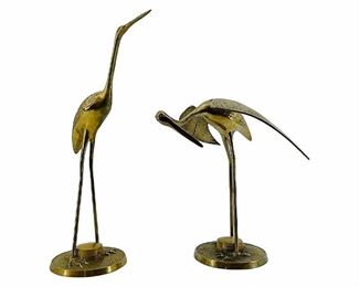 2pc Set Of Vintage Brass Cranes