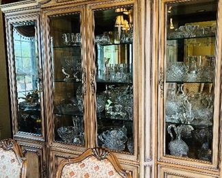 Waterford Crystal, China Hutch Drexel Heritage 7.5’ tall x 6’8” wide.