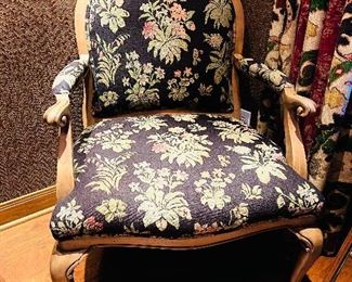 Vintage Wooden Arm Chair with Custom Upholstery. Louis Shanks.
