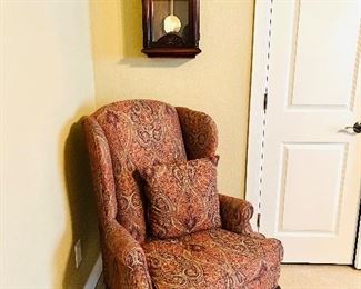 Vintage Wingback Chair, Clock ~  Louis Shanks. 